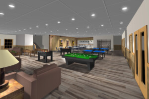 Game Room with Cafe in Background